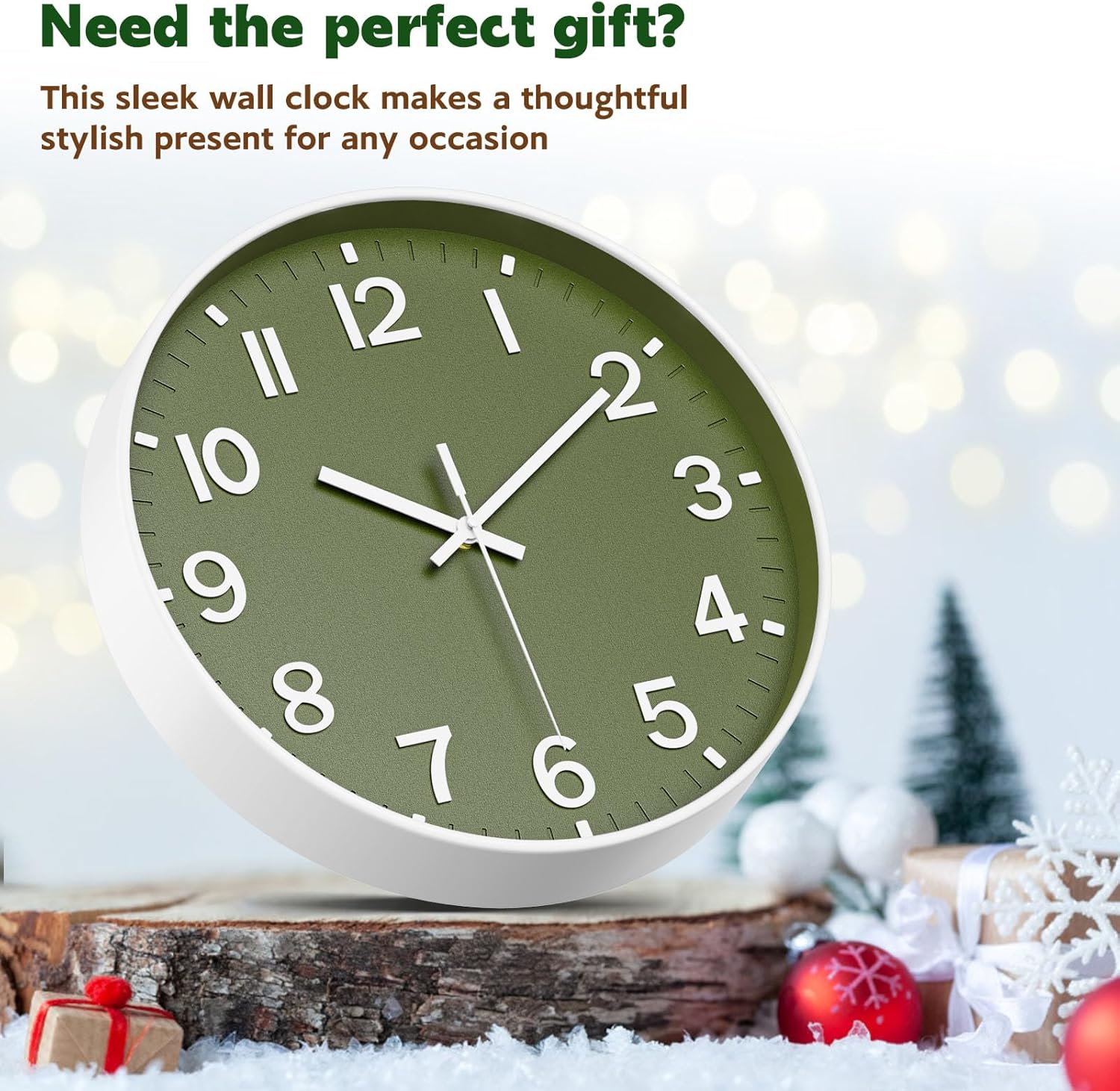 Wall Clock, Battery Operated, Modern Minimalist Design for Living Room, Office, Kitchen, Bedroom, and Bathroom - Quiet, Stylish, and Perfect for Any Room – Olive Green, 8 Inch - Image 5