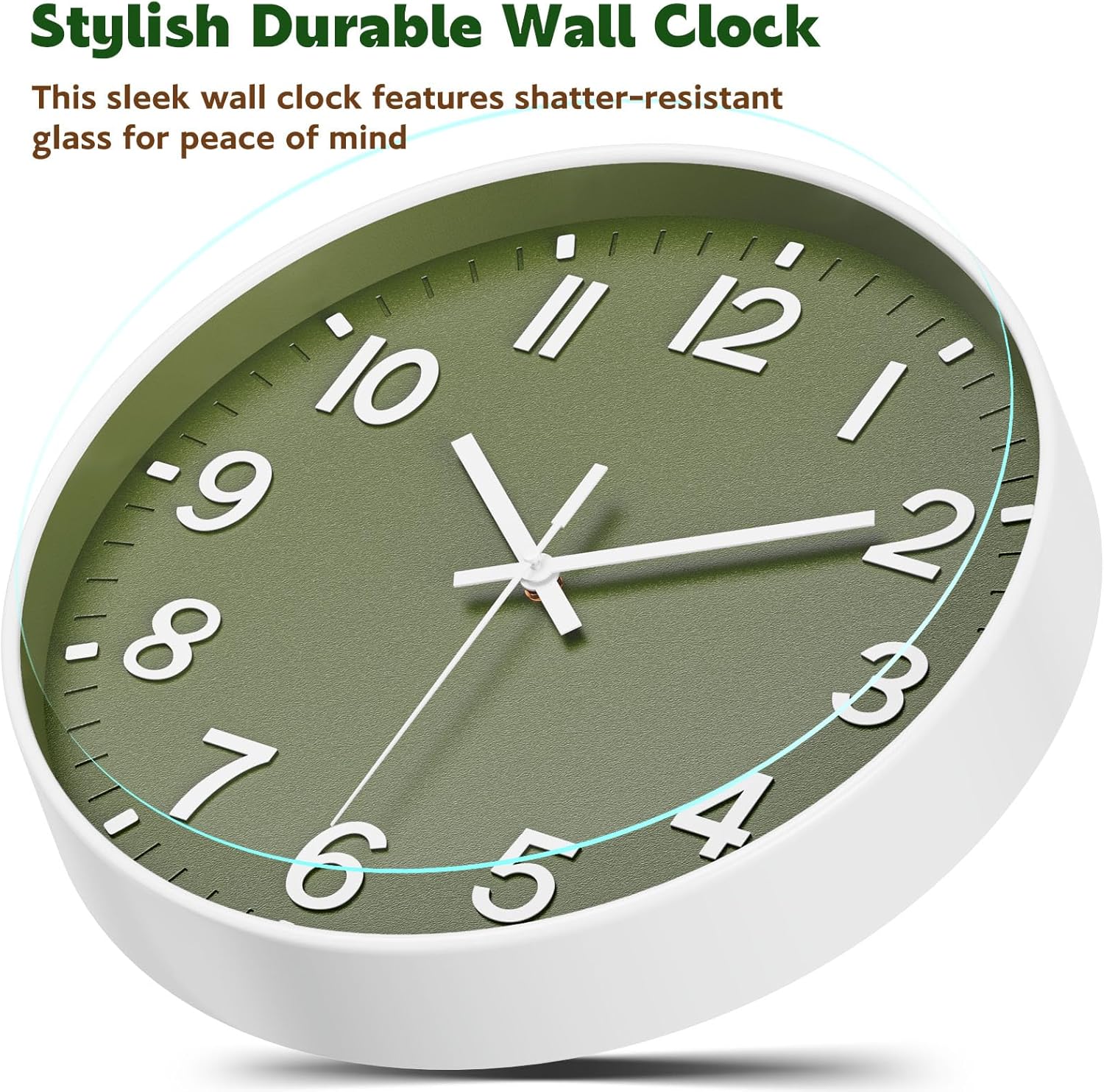 Wall Clock, Battery Operated, Modern Minimalist Design for Living Room, Office, Kitchen, Bedroom, and Bathroom - Quiet, Stylish, and Perfect for Any Room – Olive Green, 8 Inch - Image 6