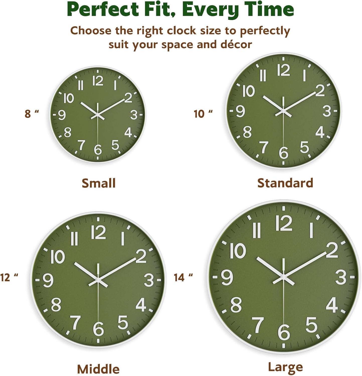 Wall Clock, Battery Operated, Modern Minimalist Design for Living Room, Office, Kitchen, Bedroom, and Bathroom - Quiet, Stylish, and Perfect for Any Room – Olive Green, 8 Inch - Image 7
